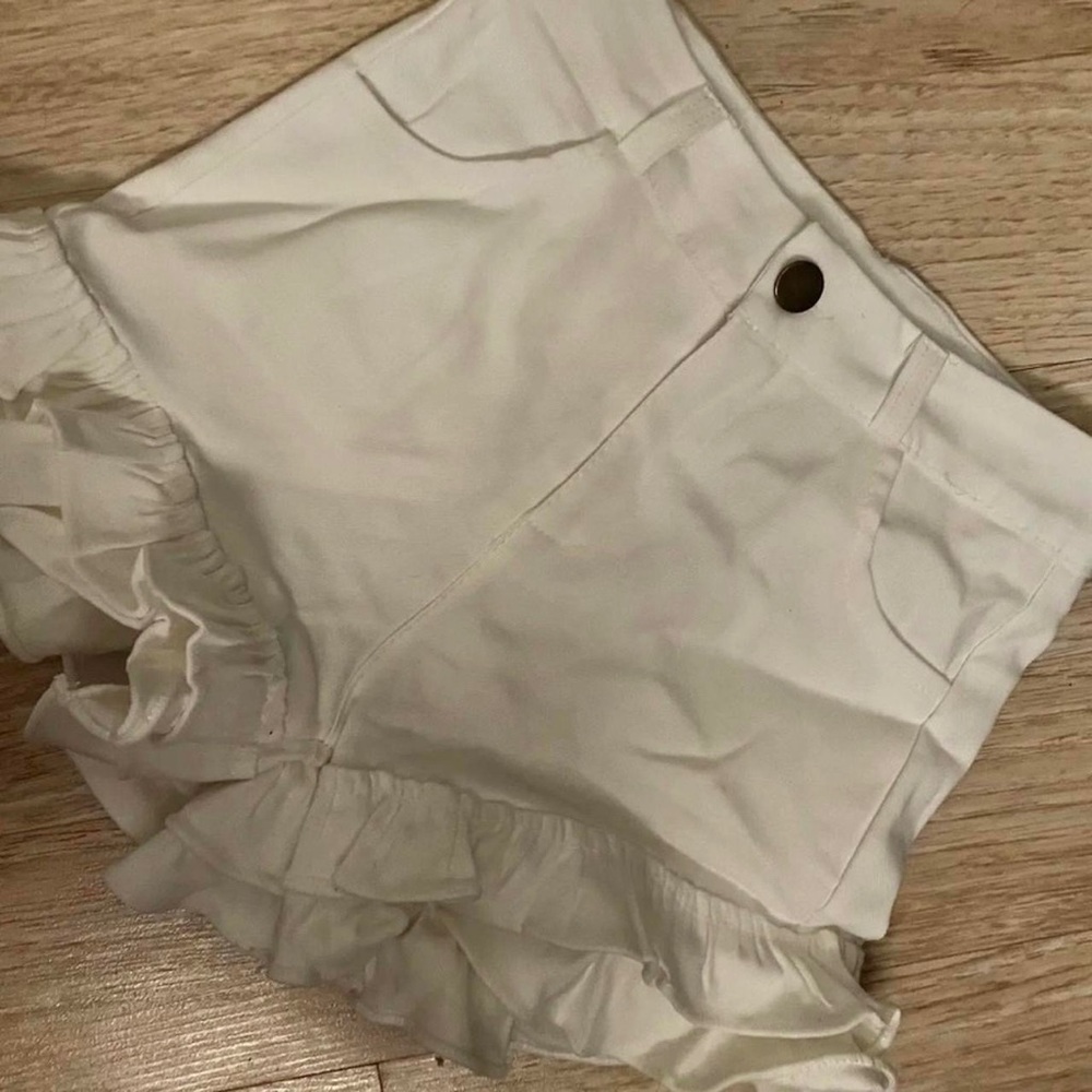 White Ruffle Shorts